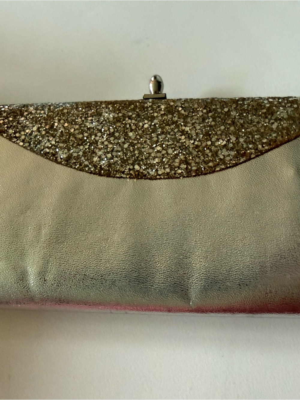 Silver Glitter confetti Clasp Clutch